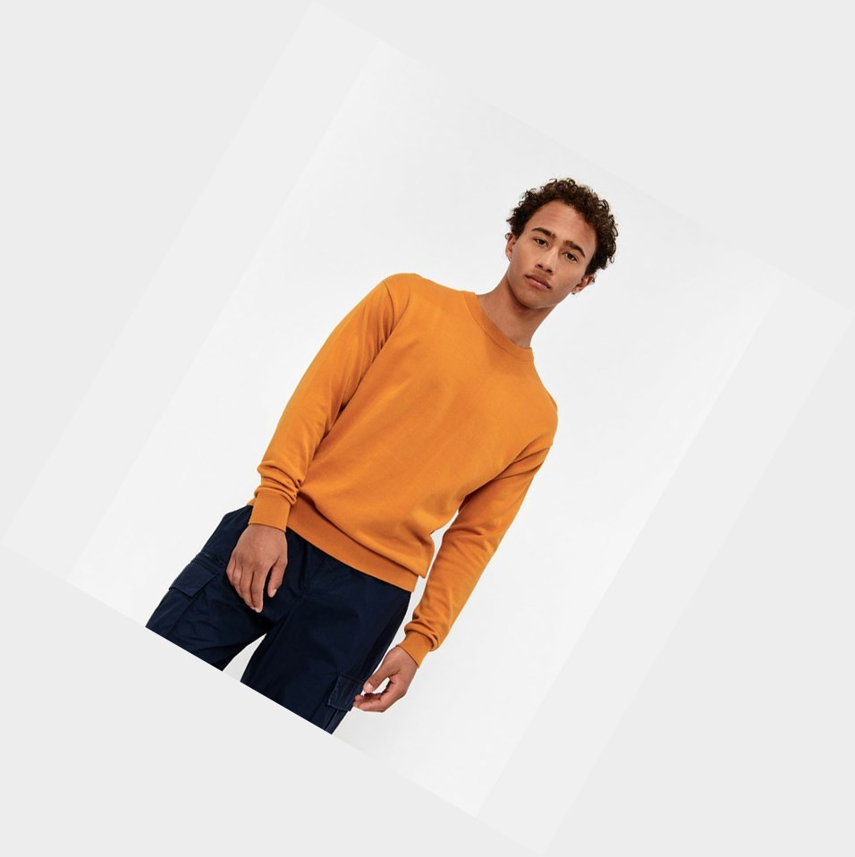 Orange Men\'s Aigle Organic Coton Crew-neck Sweatshirts | LOBX-50198