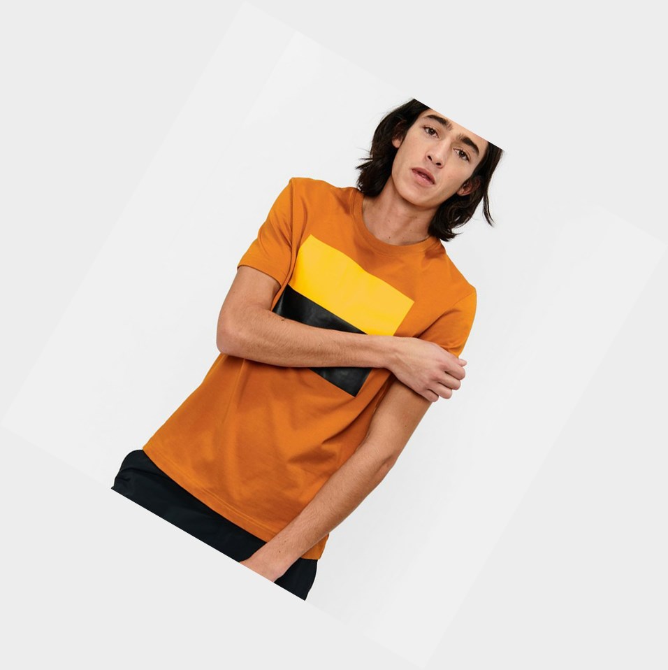 Orange Men's Aigle Technical Crew-neck T Shirts | QOKD-51206