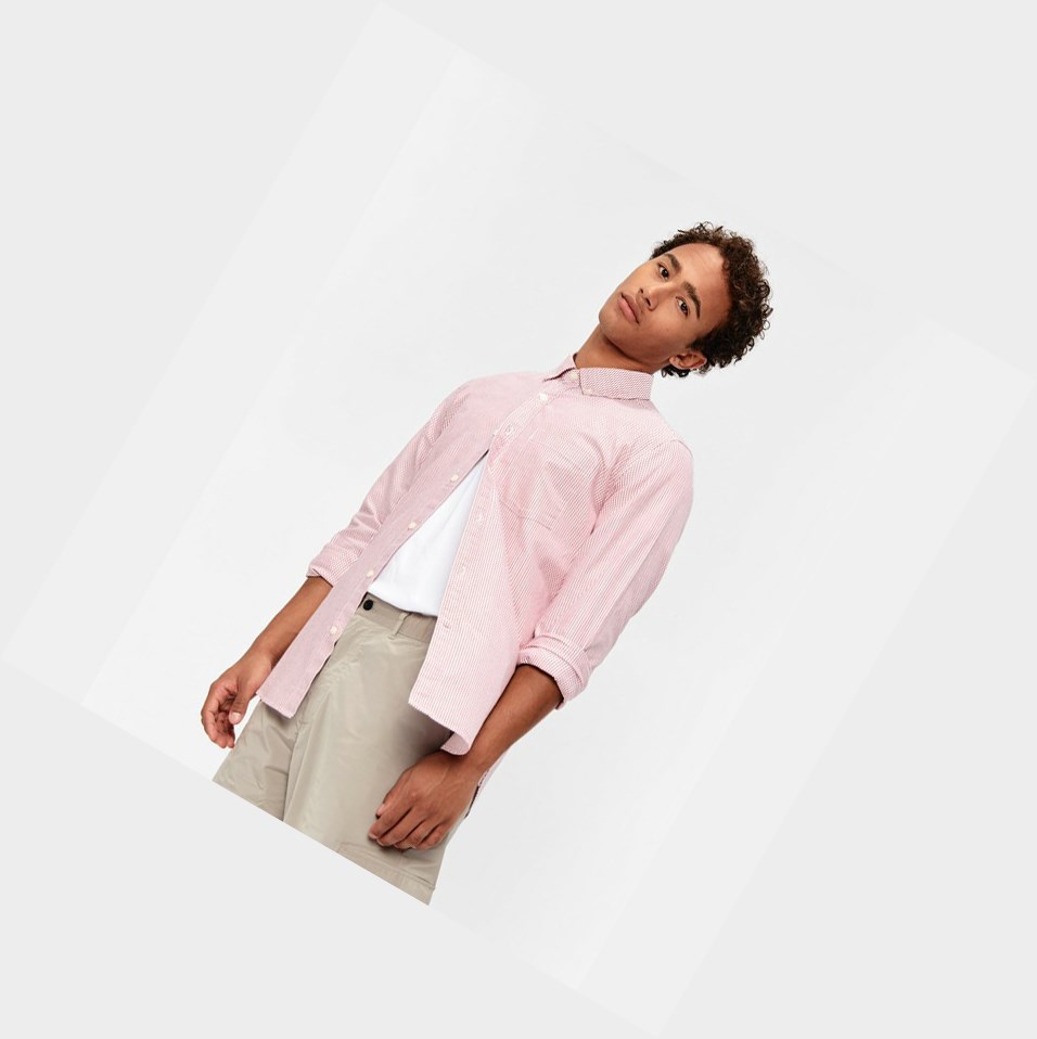 Pink Men's Aigle Striped Shirts | NPHX-43528