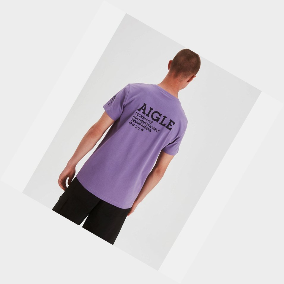 Purple Men's Aigle Organic Cotton T Shirts | YFKT-23451