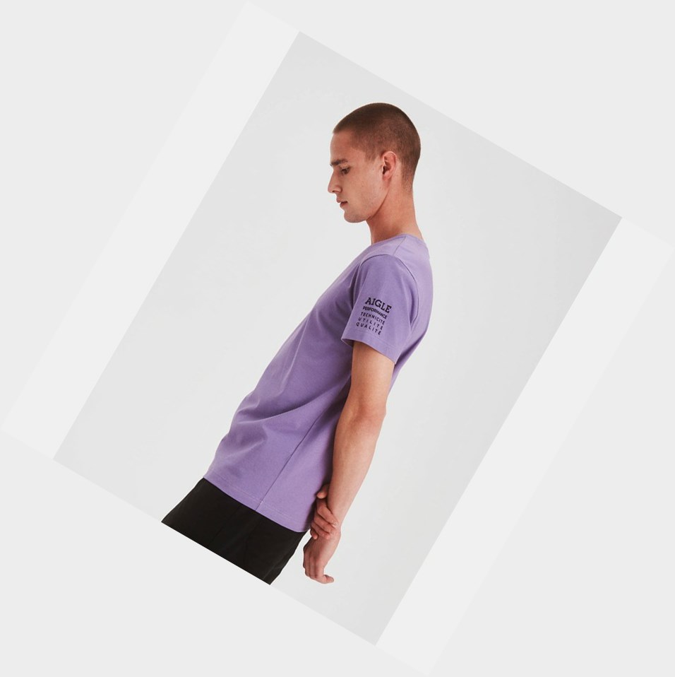 Purple Men's Aigle Organic Cotton T Shirts | YFKT-23451