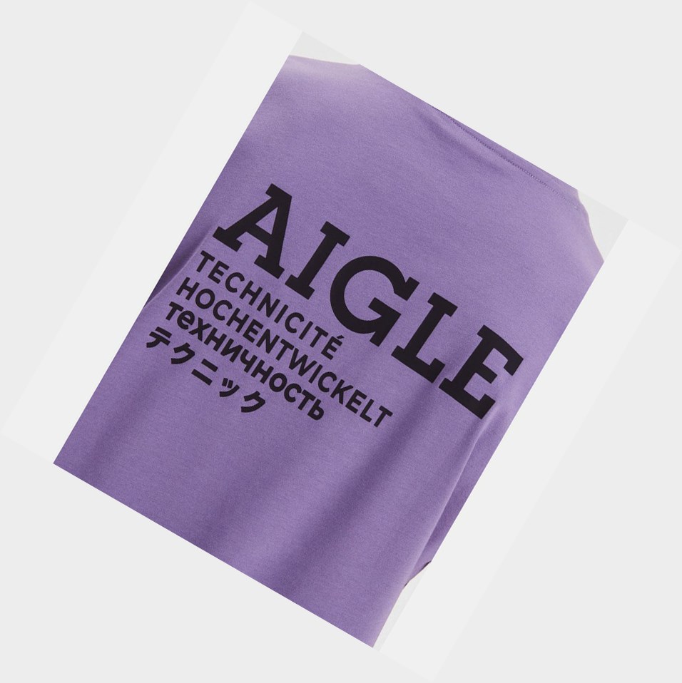 Purple Men's Aigle Organic Cotton T Shirts | YFKT-23451