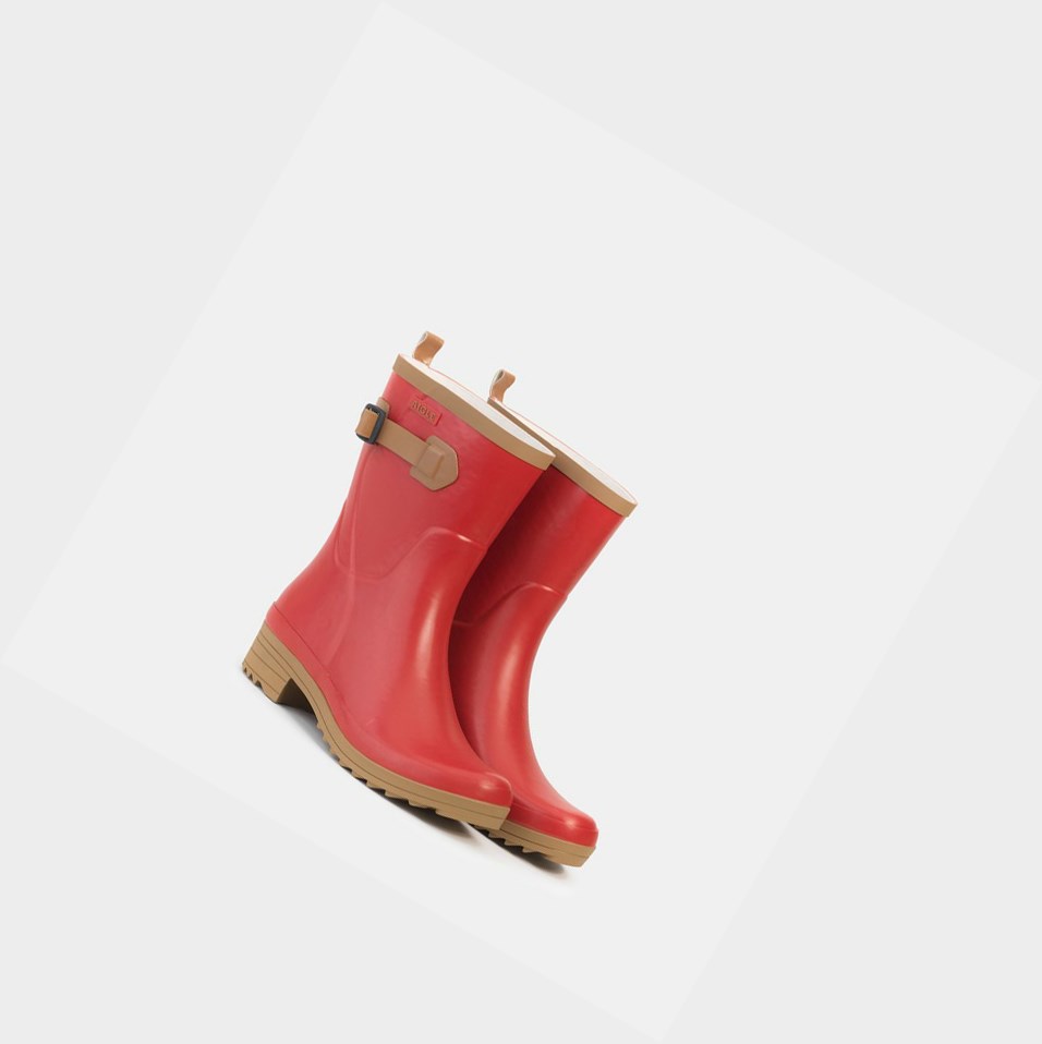 Red Women's Aigle Rubber Ankle Garden Boots | JGLO-45697