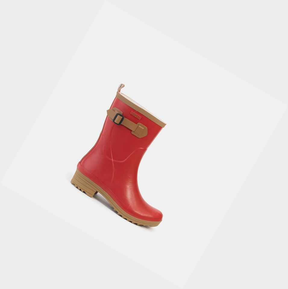 Red Women\'s Aigle Rubber Ankle Garden Boots | JGLO-45697