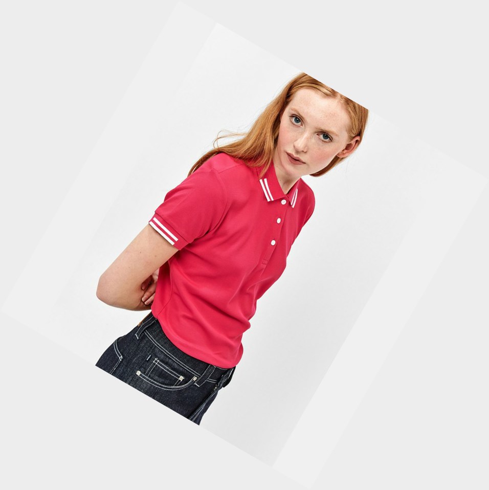 Red Women's Aigle Technical Short-sleeved Polo Shirts | EYUF-89413