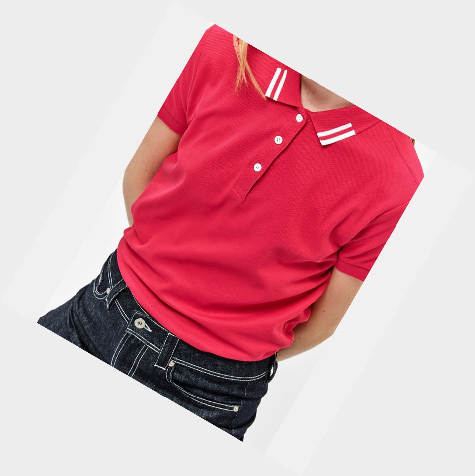 Red Women's Aigle Technical Short-sleeved Polo Shirts | EYUF-89413