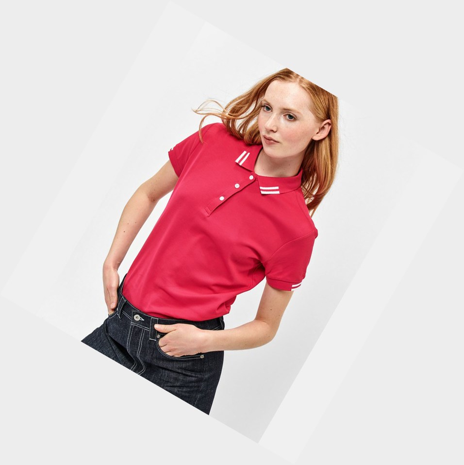 Red Women's Aigle Technical Short-sleeved Polo Shirts | EYUF-89413