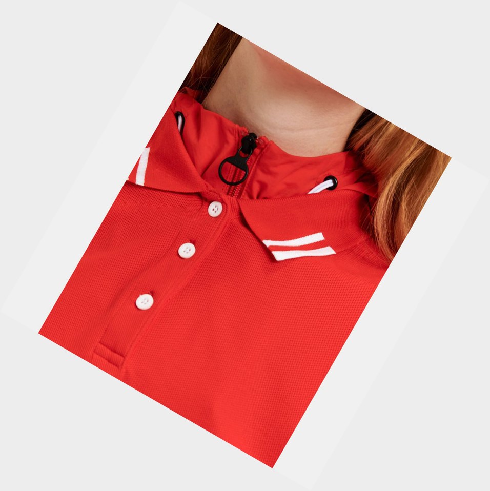 Red Women's Aigle Technical Short-sleeved Polo Shirts | PDSQ-86370