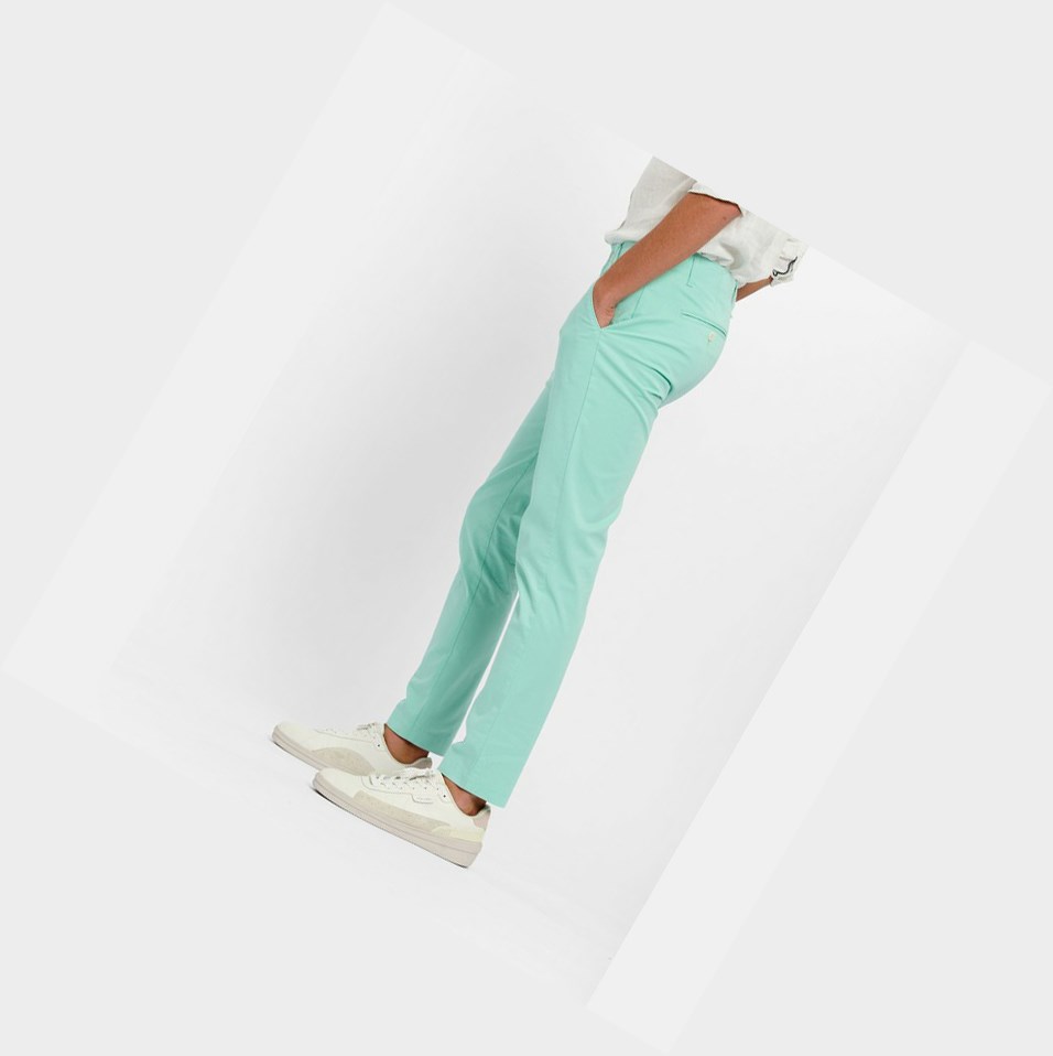 Turquoise Men's Aigle Cotton Chino Pants | SOWU-48730