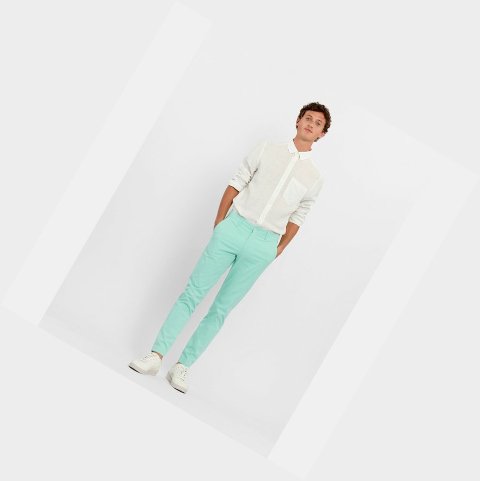 Turquoise Men\'s Aigle Cotton Chino Pants | SOWU-48730