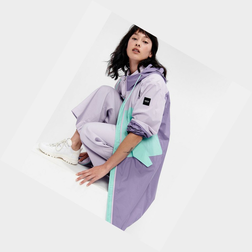 Turquoise / Purple Women's Aigle Long Waterproof/Packable Parkas | GZMV-82415