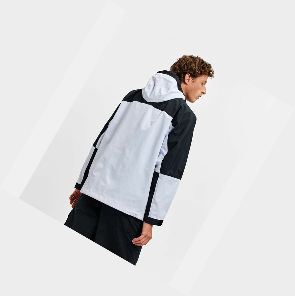 White / Black Men's Aigle Waterproof Colour-block Parkas | AWDS-17864