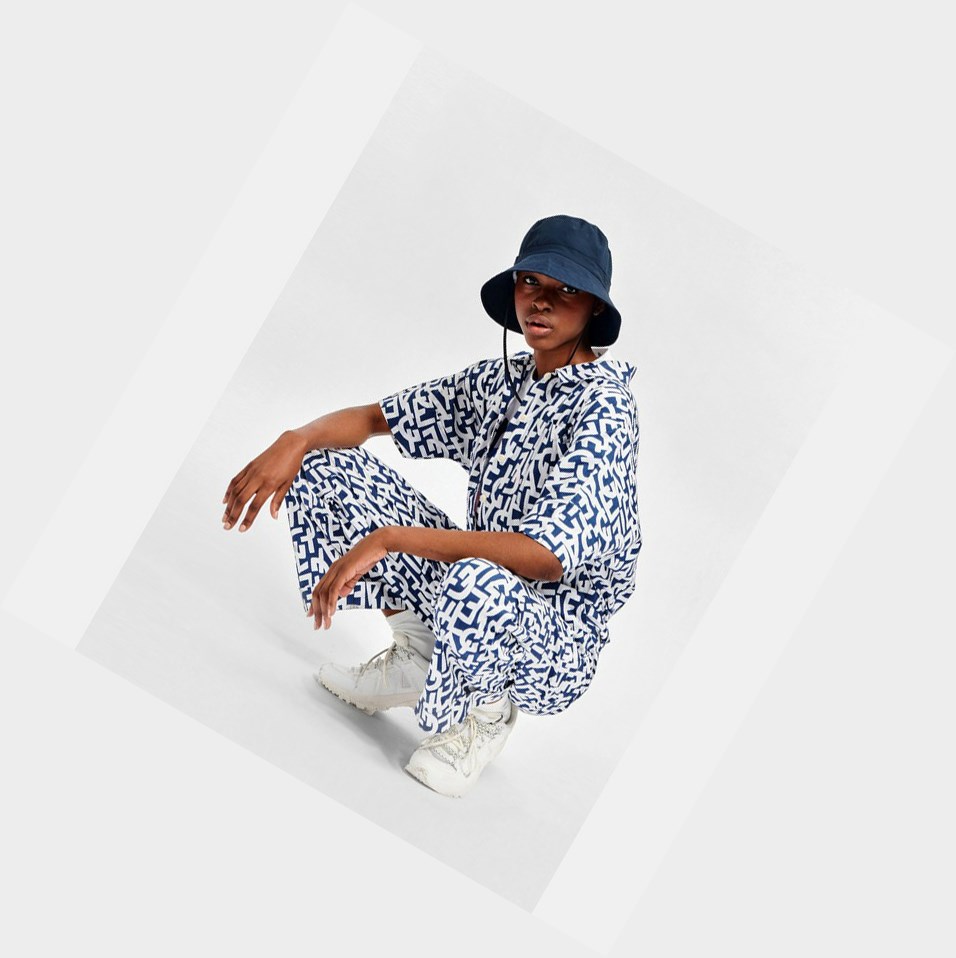 White / Black Women's Aigle Cotton Summer Jumpsuit Pants | YQME-74102