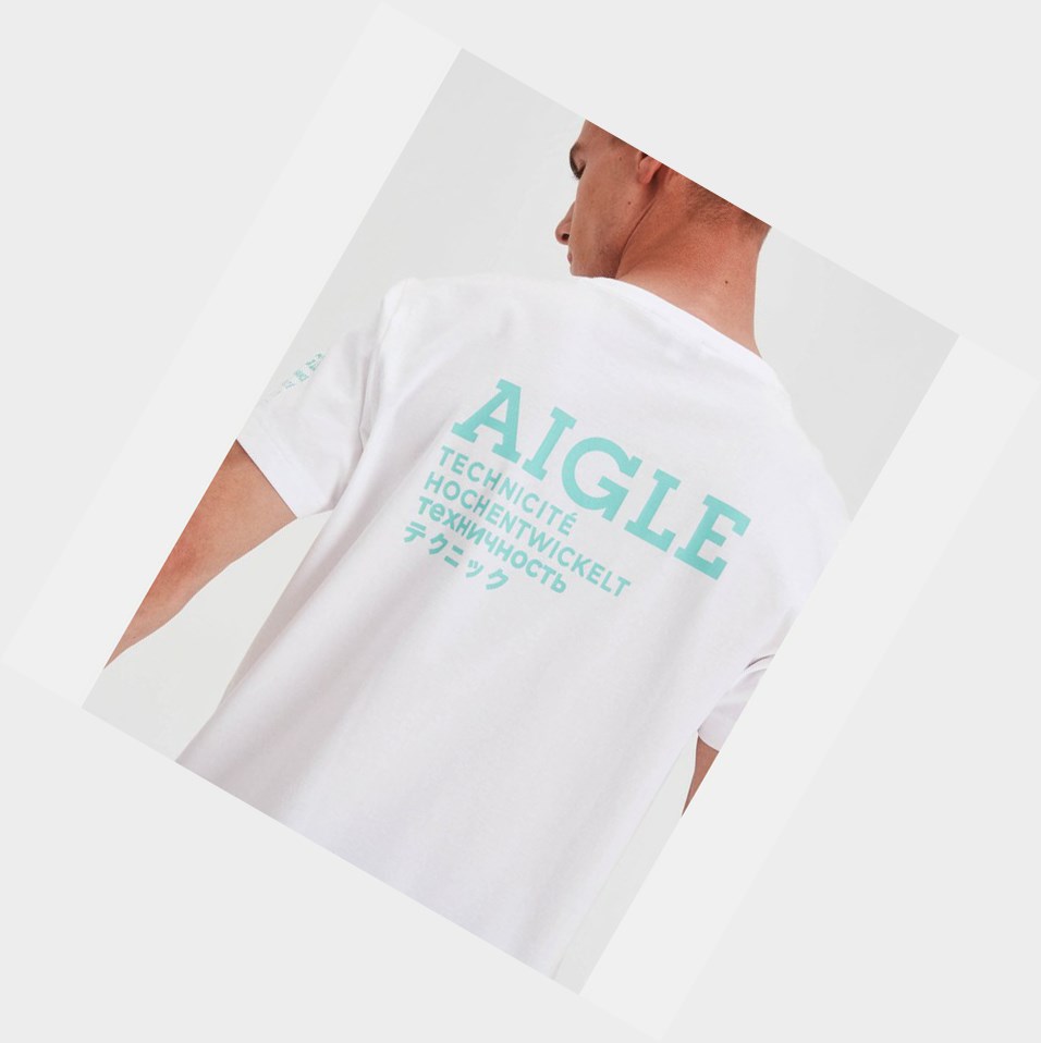 White Men's Aigle Organic Cotton T Shirts | DQUN-42093