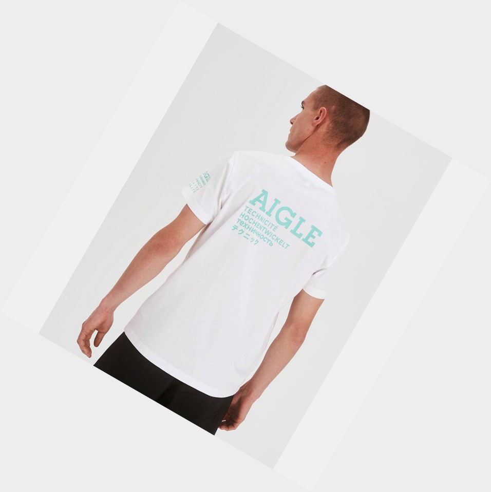 White Men's Aigle Organic Cotton T Shirts | DQUN-42093