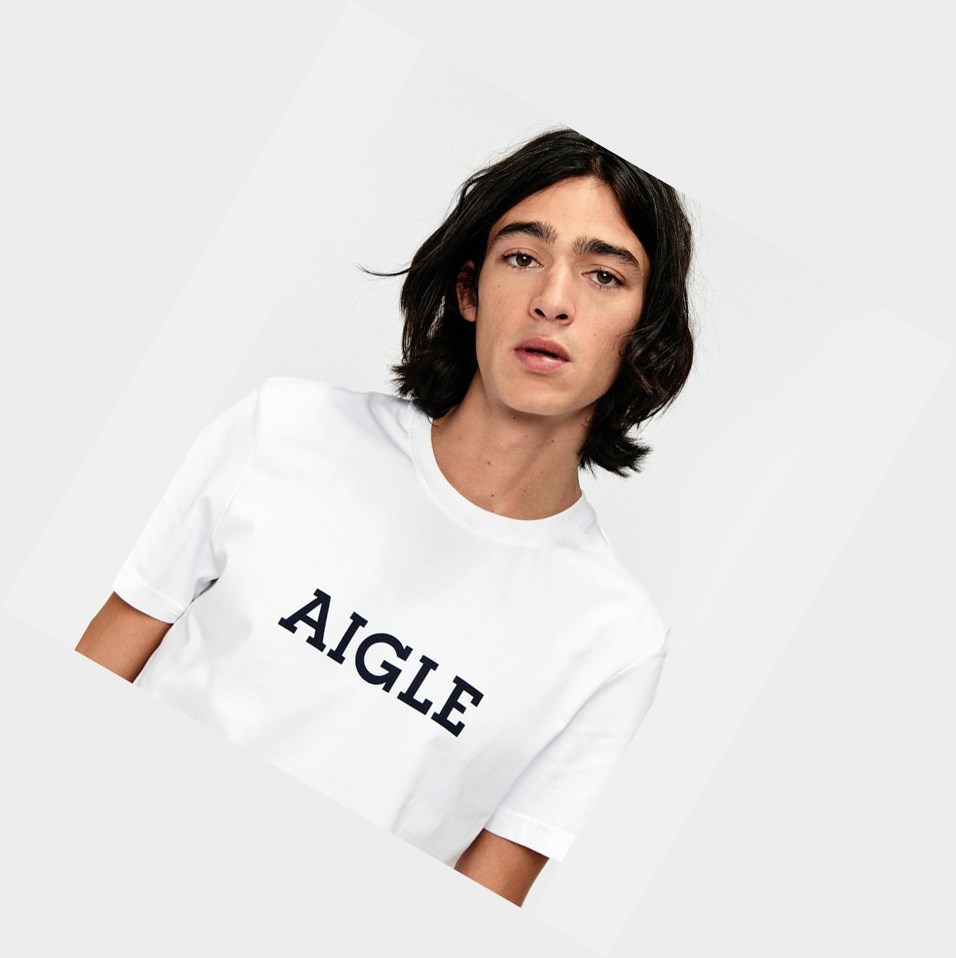 White Men's Aigle Technical T Shirts | SLPW-28746