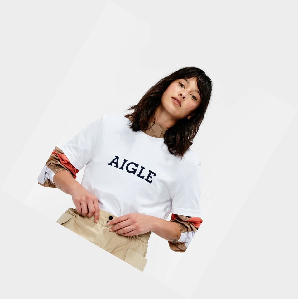 White Men's Aigle Technical T Shirts | SLPW-28746