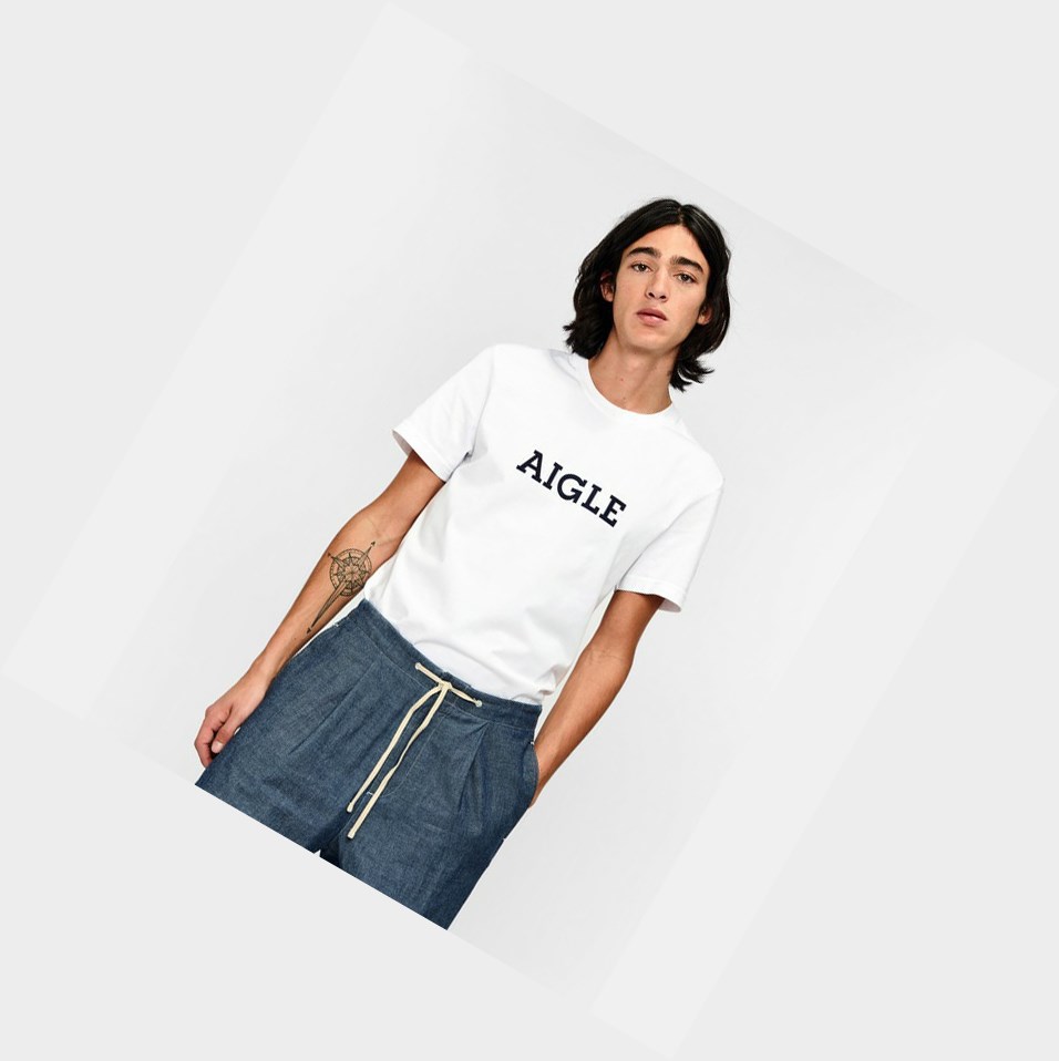 White Men's Aigle Technical T Shirts | SLPW-28746