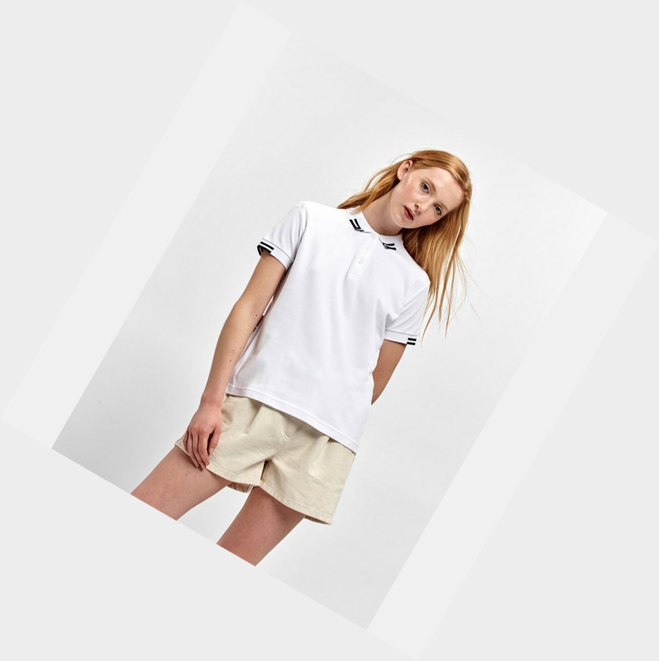 White Women's Aigle Technical Short-sleeved Polo Shirts | UPIH-10298