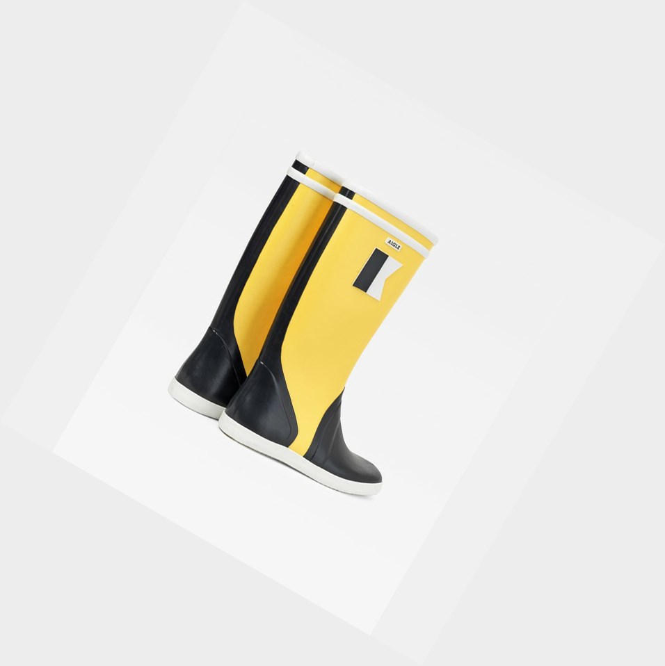 Yellow / Black Men's Aigle The Iconic Colour-block Seaside Boots | SBIC-26018