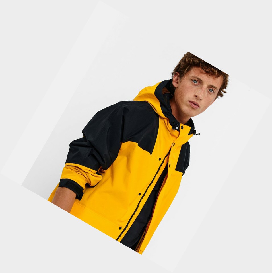 Yellow / Black Men's Aigle Waterproof Colour-block Parkas | ZYLE-61850