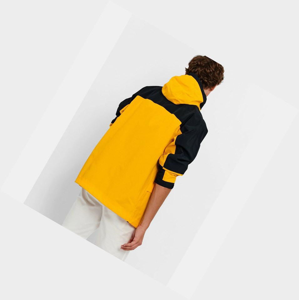 Yellow / Black Men's Aigle Waterproof Colour-block Parkas | ZYLE-61850