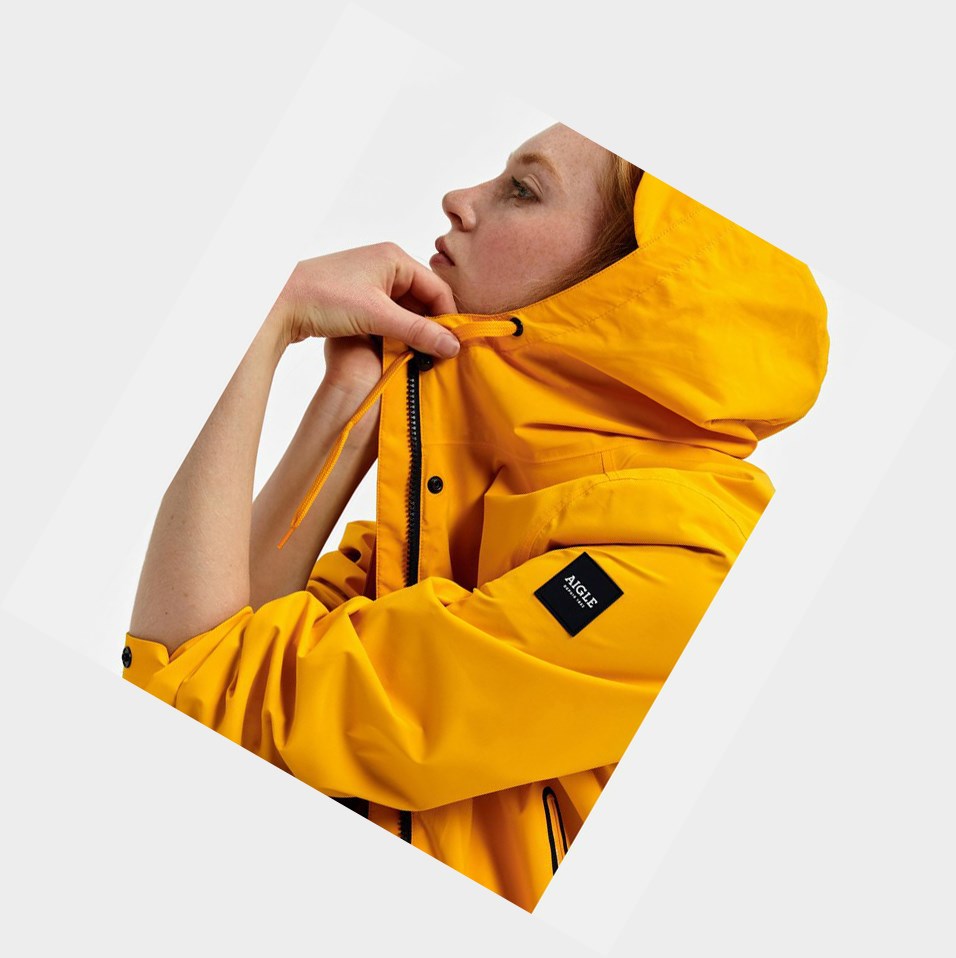 Yellow Women's Aigle Long Waterproof And Windproof Parkas | BJRG-59136