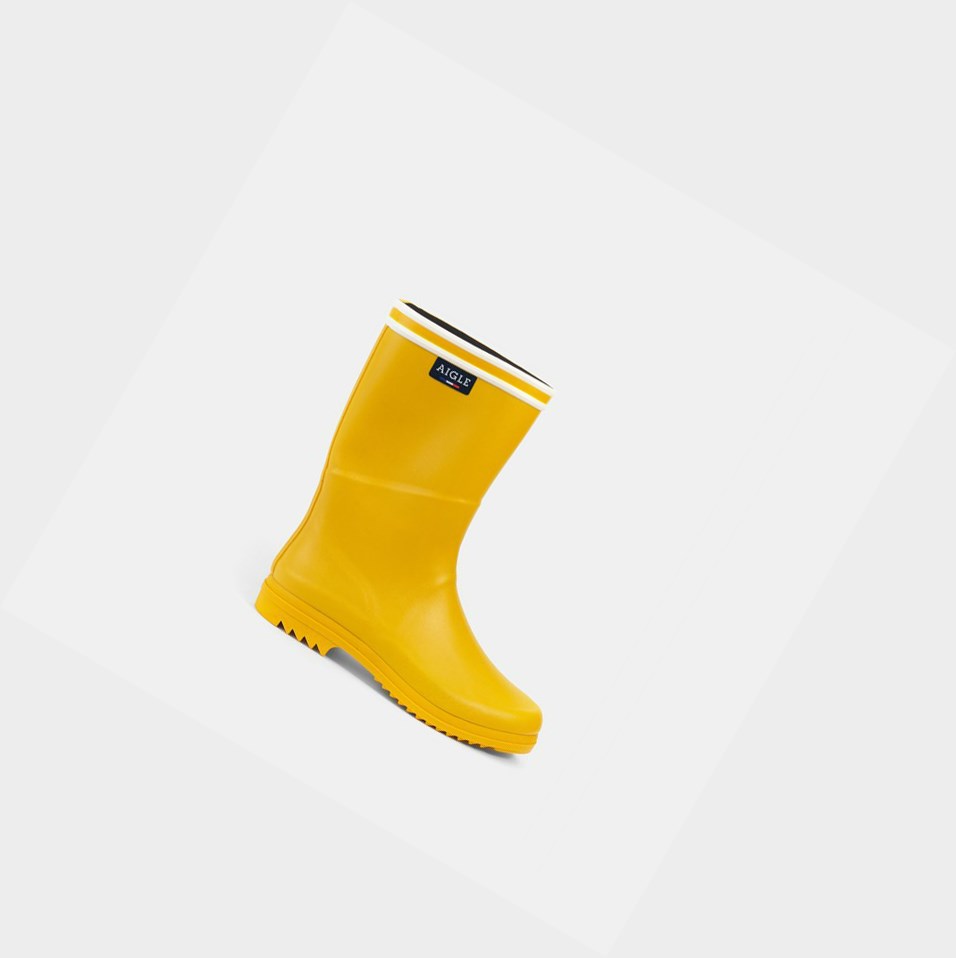 Yellow Women\'s Aigle The Boot With The Double White Stripe Rain Boots | ECVO-14672